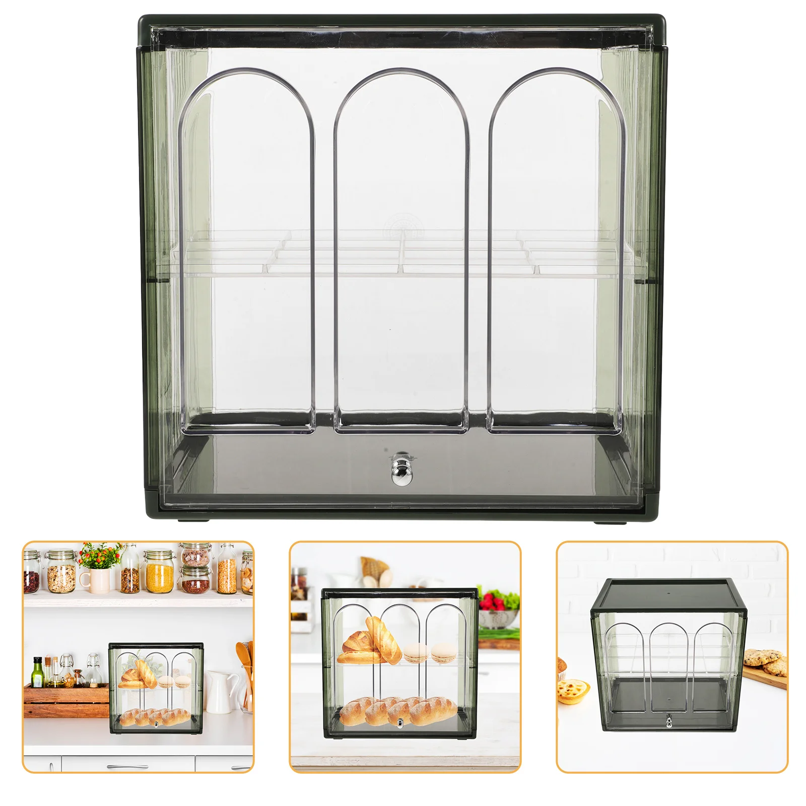 Panera de Doble Capa Transparente para la Encimera de la Cocina, Contenedor de Almacenamiento de Alimentos de Gran Capacidad, Organizador Hermético para Guardar Pan