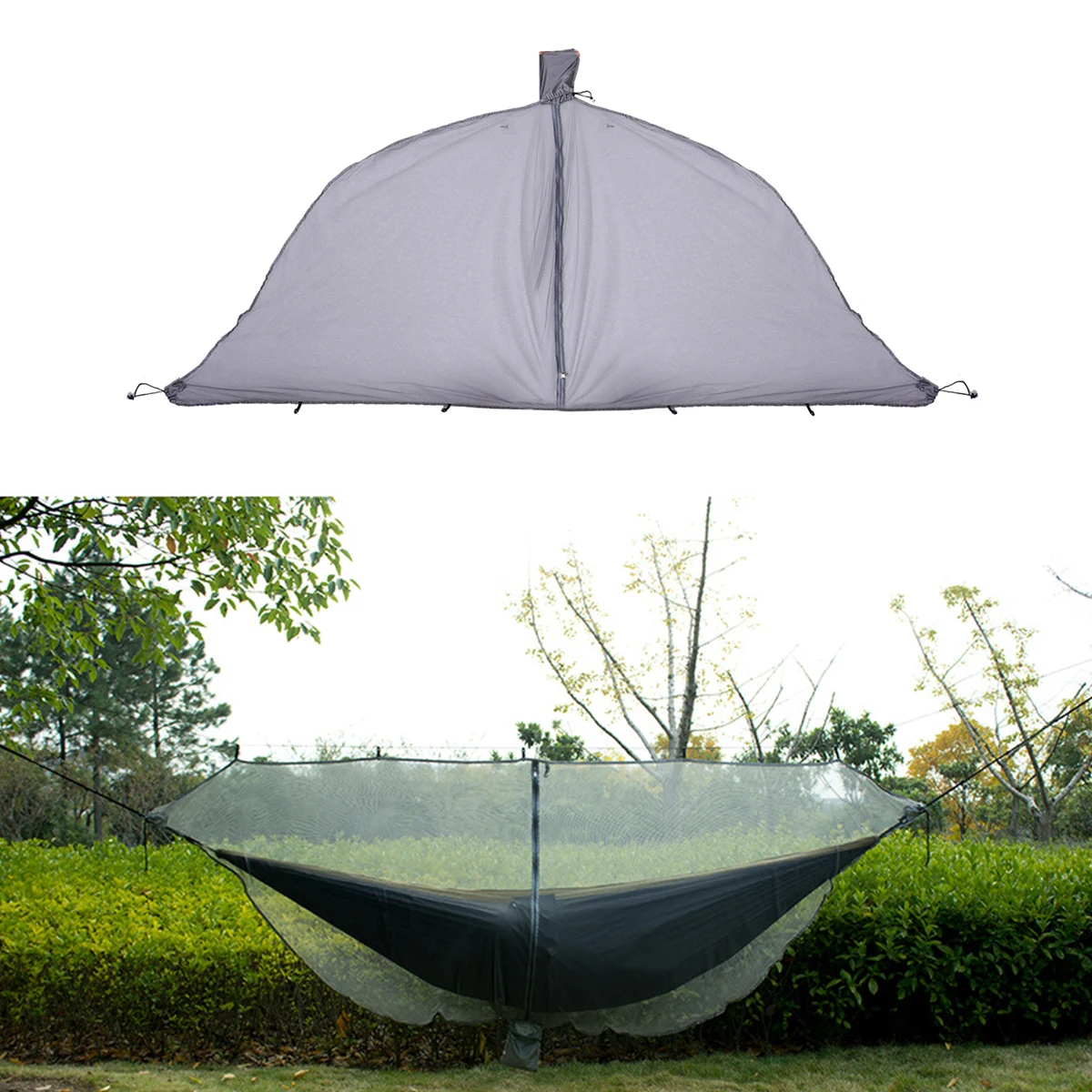 

Net for Hammock Lightweight Strong Parachute Fabric Full Coverage Bug Protection Double-Ended Zipper for Camping Outdoor Comfort