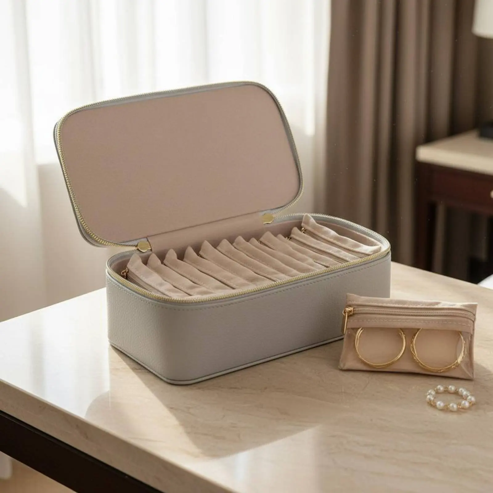 

Portable Jewelry Travel Case Sleek Design 12-Pouch Jewelry Storage Box Snarlknot-resistantFree Long-Lasting for Women, Trip