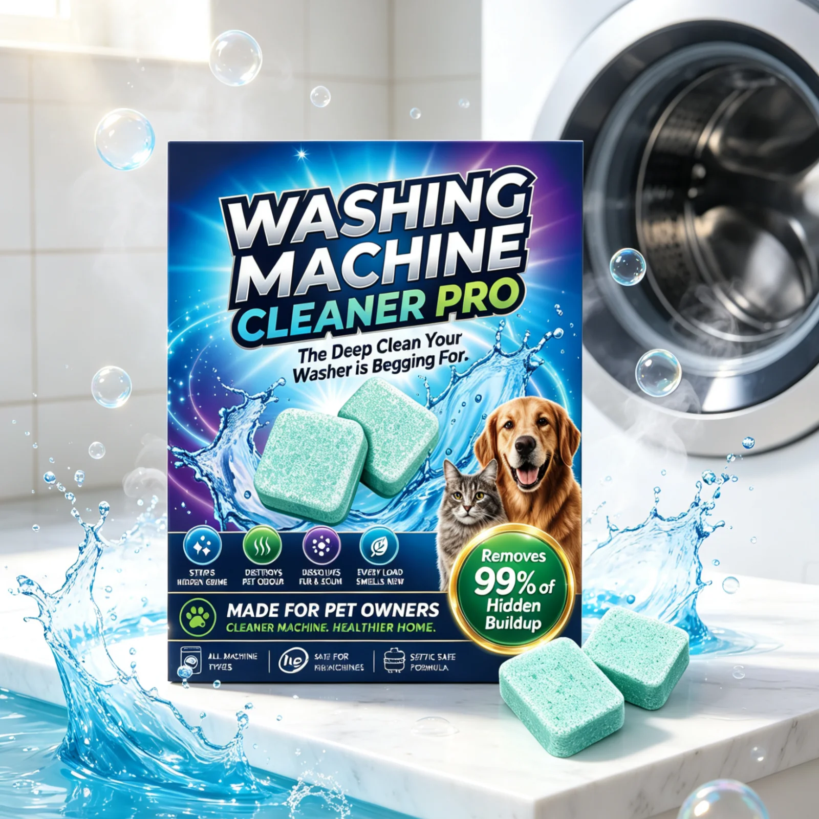 Washing Machine Cleaner Tablets Deep Decontamination Eliminate Odor Long Lasting Freshness Household Washer Cleaner 12 Tablets