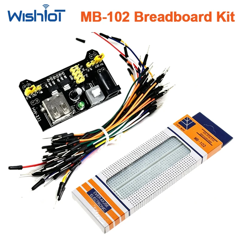 830 Tie Points Breadboard Solderless Prototype PCB Board Red Blue Line with Jumper Wires Cable Adapter for Arduino DIY