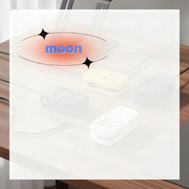 Multi-Port PD Fast Charger Built-in Type-C Cable Fireproof Material for Home Office Travel Daily Use