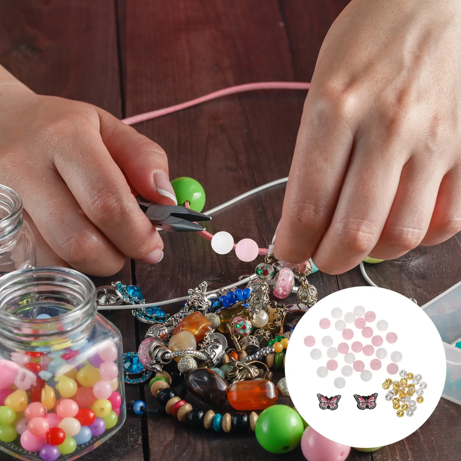 

Набор силиконовых бусин в форме бабочек для браслетов, брелоков, изготовления украшений своими руками, набор для творчества, разноцветные бусины
