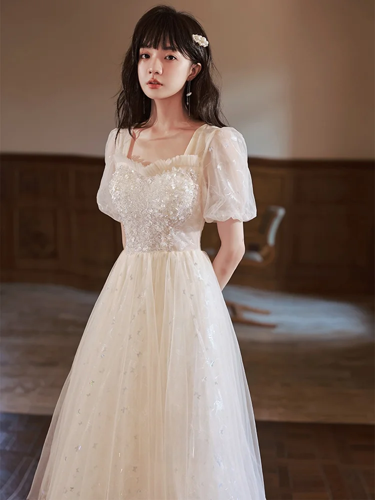 

Ele Evening Gown Women's High-end Piano Performance Art Exam Vocal High School Adult Ceremony Dr Korean Sle Midi Dr