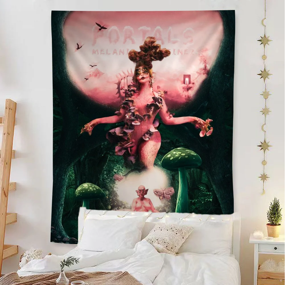 التارو المعلق بنسيج أنيمي ، سجاد الحائط ، ملاءات معلقة على الحائط ، بوابات المغنية ميلاني مارتينيز ، الهيبي