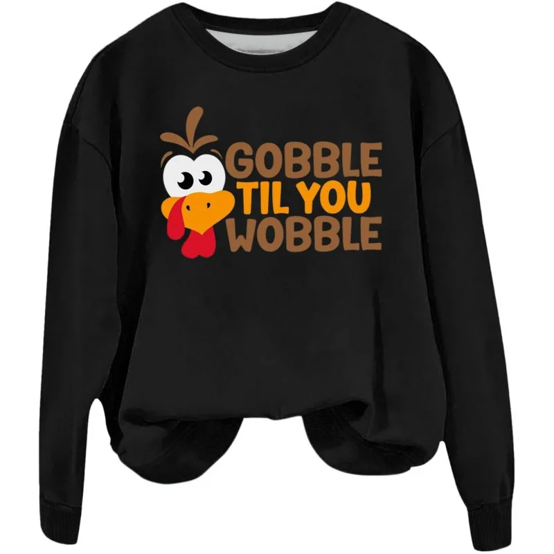 Thanksgiving Türkei Sweatshirt Damen Rundhals Fun Chicken Pattern Dankbarkeit Segen T-Shirt Top