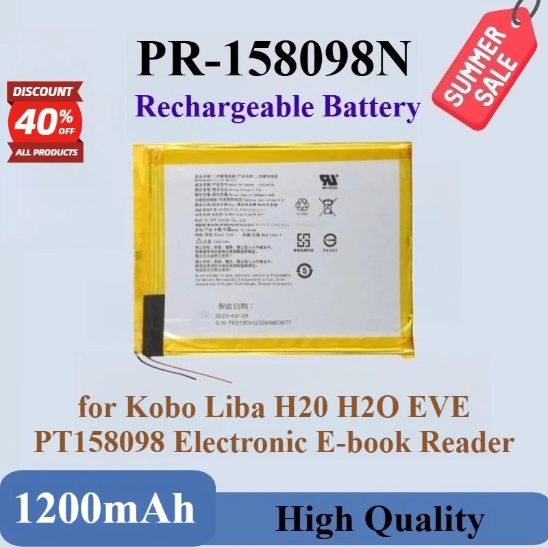 

New PR-158098N Rechargeable Battery 3.7V 1200mAh for Kobo Liba H20 H2O EVE PT158098 Electronic E-book Reader With Free Tools