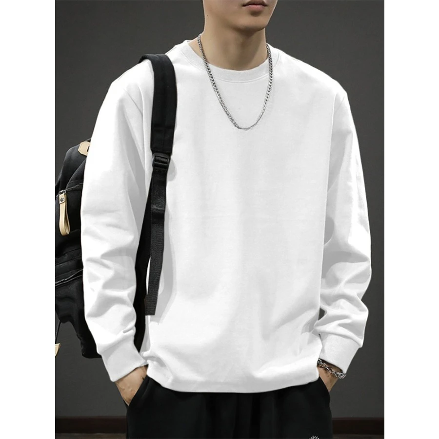 سويت شيرت قطني فضفاض للخريف برقبة دائرية للرجال من قطعة واحدة داخلية وخارجية مجموعة جميع المواسم