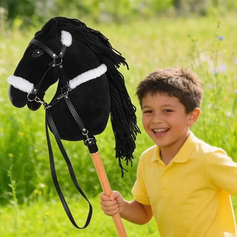 Multipurpose Plush Horse Head Costume Accessory on Hobby Horse Racing Toy Suitable for Family Fun