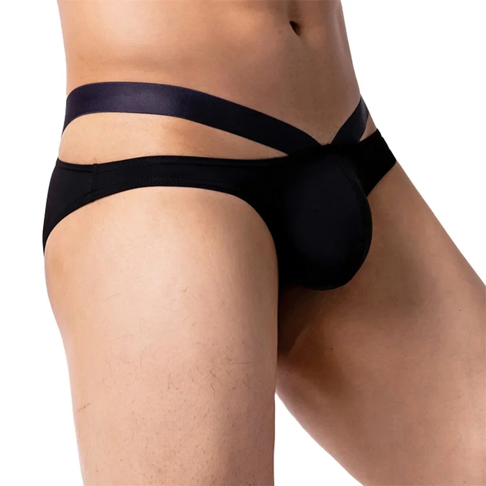 

Мужские трусы-брифы сексуальные, дышащие, из ледяного шелка, тонкие, мягкие, с U-образным вырезом, с выпуклым мешочком, низкая посадка, бикини, нижнее белье
