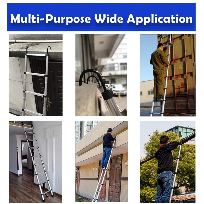 QIMU 20FT 6.2M سلم علوي قابل للطي من الألومنيوم مع خطافين قابلين للفصل، أقصى تحميل 330 رطل للاستخدام المنزلي بنفسك