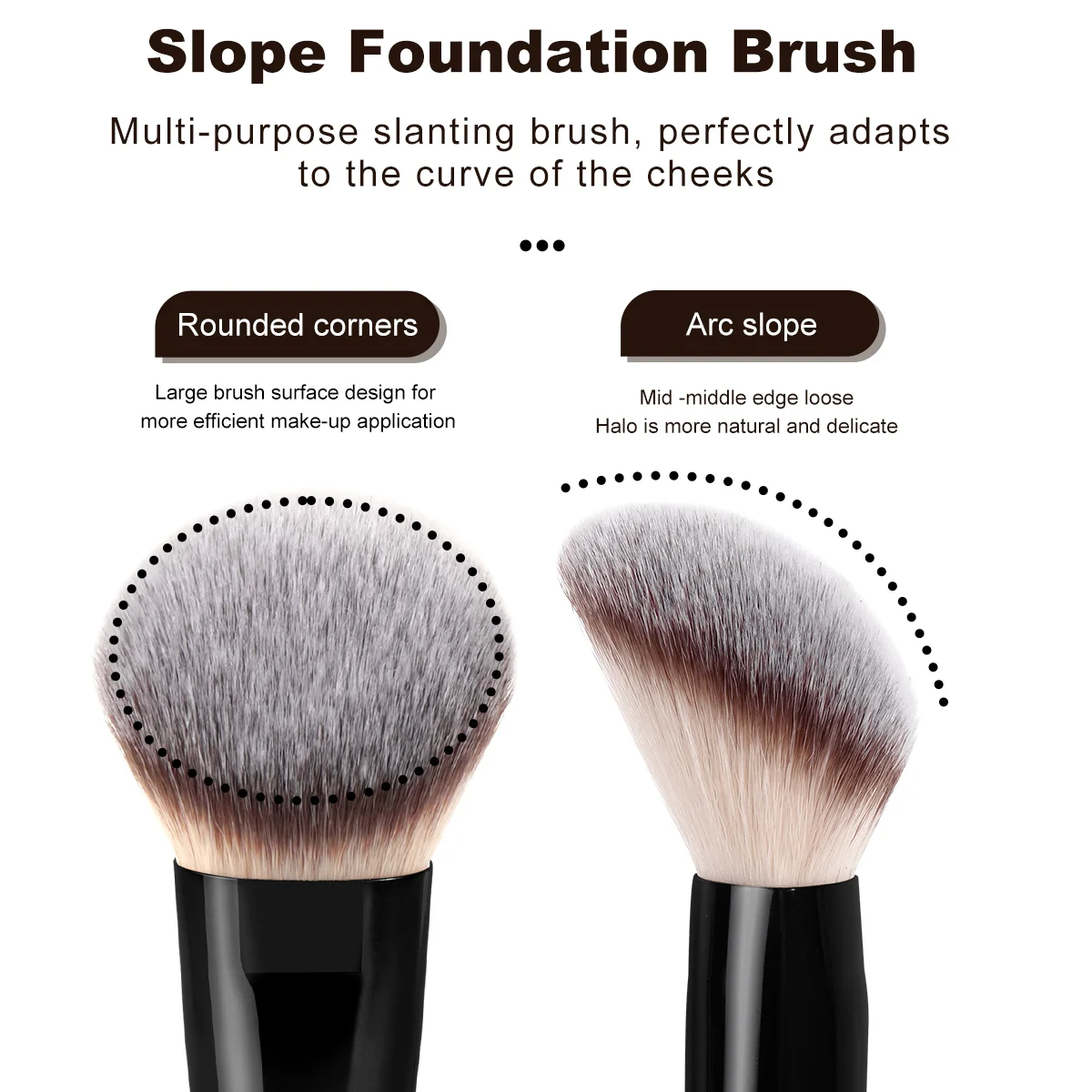 Maange escova de pó de base de ponta dupla, cabelo macio e denso para corretivo, escova facial, cosméticos de beleza, acessórios de mistura de beleza