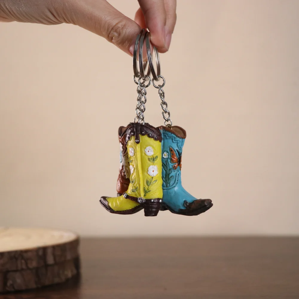 Amerikanische Spezial- und Themen-Heimdekoration 3D Mini-Cowboystiefel-Anhänger Wohnzimmer Wanddekoration Taschenzubehör Schlüsselanhänger – Detail 4