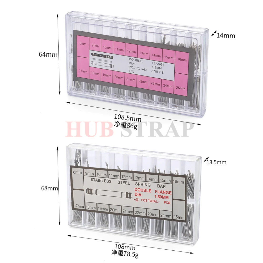 270/360 قطعة الفولاذ المقاوم للصدأ 8-25 مللي متر ساعة الربيع بار حزام ساعة اليد 1.5/1.8 مللي متر قطر حزام (استيك) ساعة ربط دبوس أدوات إصلاح اكسسوارات