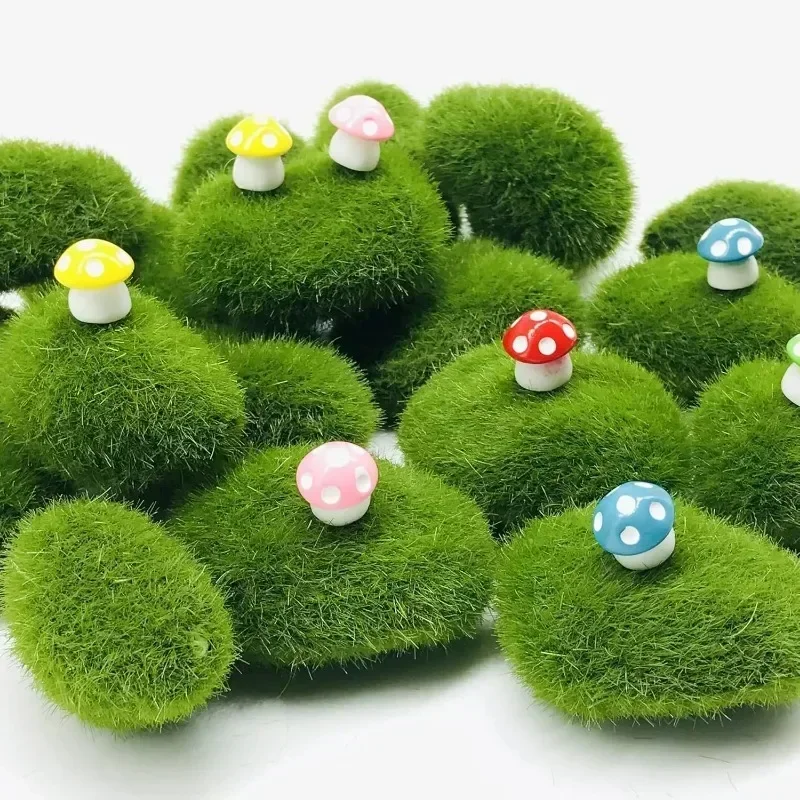 5/100pcs Green Moss Stone For Garden Crafting Simulation Plant Creative Crafts Artificial Moss Rocks DIY Micro Landscape Decors
