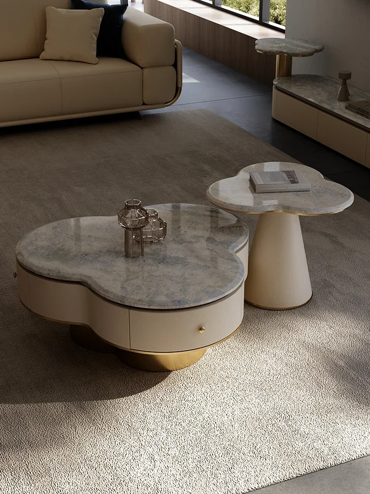 

Coffee Table 2023 New Style Living Room Advanced Art Italian Light Luxury Size round Coffee Table Combination