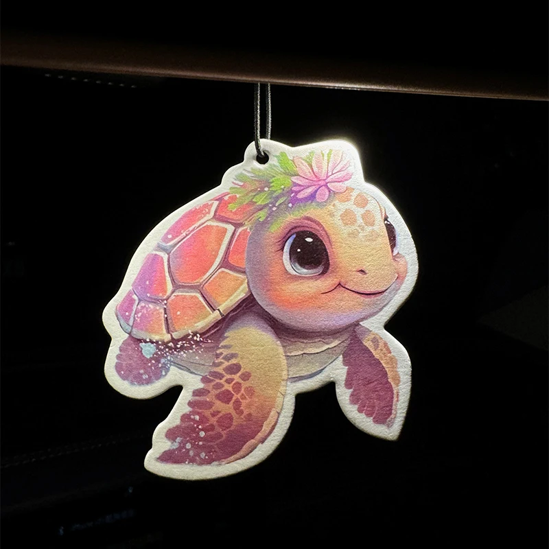 Pink Cute Little Turtle, Protecting Marine Animals, Animal Protection Association, Freesia and English Pear Scent (International Trend) Car Air Freshener |   Rearview Mirror Hanger & Dual-Purpose Air Vent Clip |   Natural Material Aromatherapy Tablets |   Long-Lasting Fragrance for 90 Days |   Alcohol-Free |   Not Afraid of Direct Exposure to the Sun |   Designed Specifically for Odor Removal in Cars, Closets, and Bathrooms. |   Cartoon Animation Graphics |   Unisex