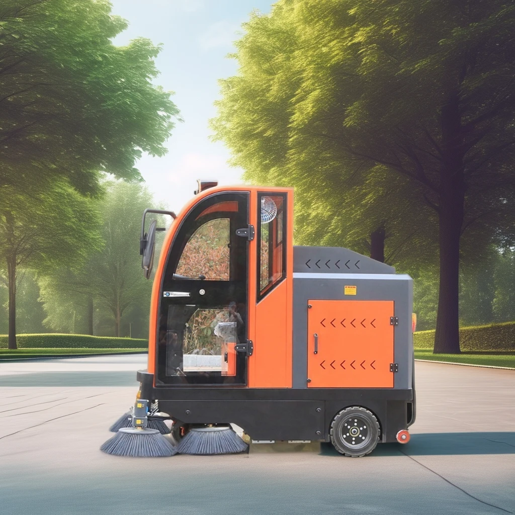 2026 Vol-2000 Full-Closed Electric Street Sweeper Ride-On Road Cleaning Machine With Brush Floor Sweeper
