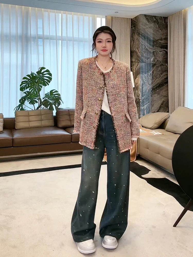 

Warmth White Goose down Tassel Woven Design Small Fraance down Jaet MEQA02 Polyester Fiber Long Sve round Ne