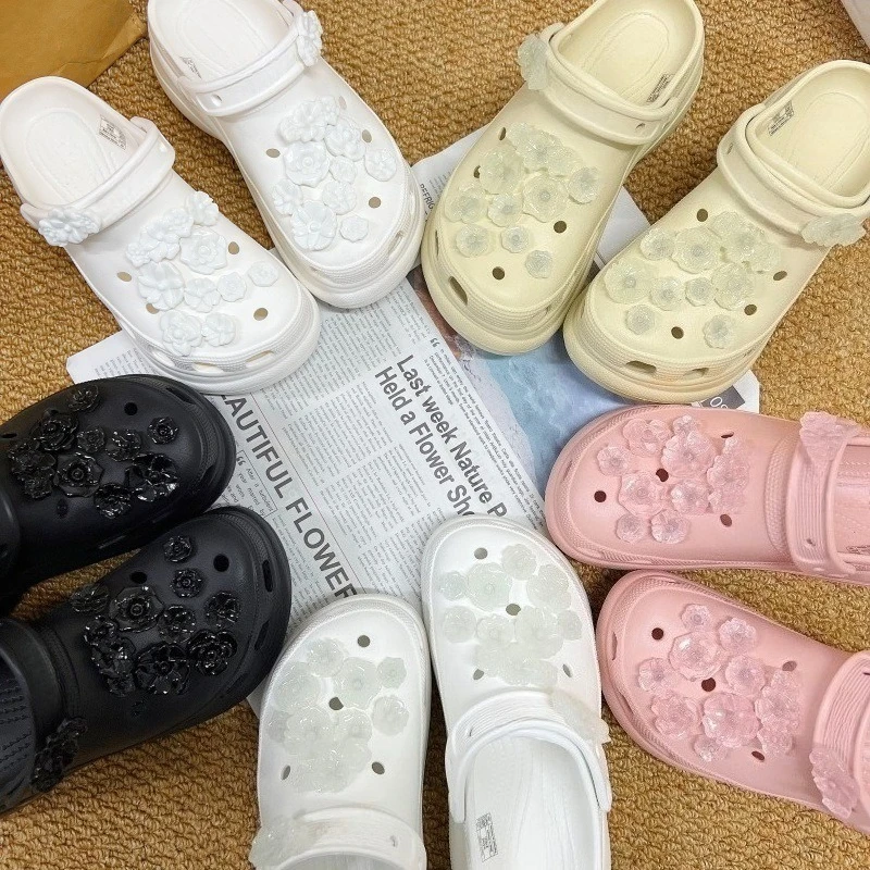 Crystal Flower Cave  Shoe Charms For Clogs Bubble Slides Sandals Removable DIY Shoe Decorations Accessories Christmas Gifts