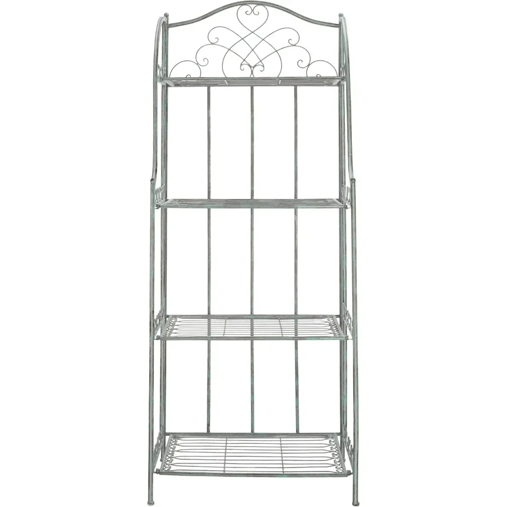 Outdoor Collection Antique Dark Green Wrought Iron 4-Tier Baker's Rack|