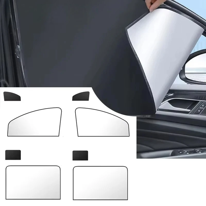 

4 pieces of car side window sunshades, summer sunshades, UV reflective magnetic car privacy curtains