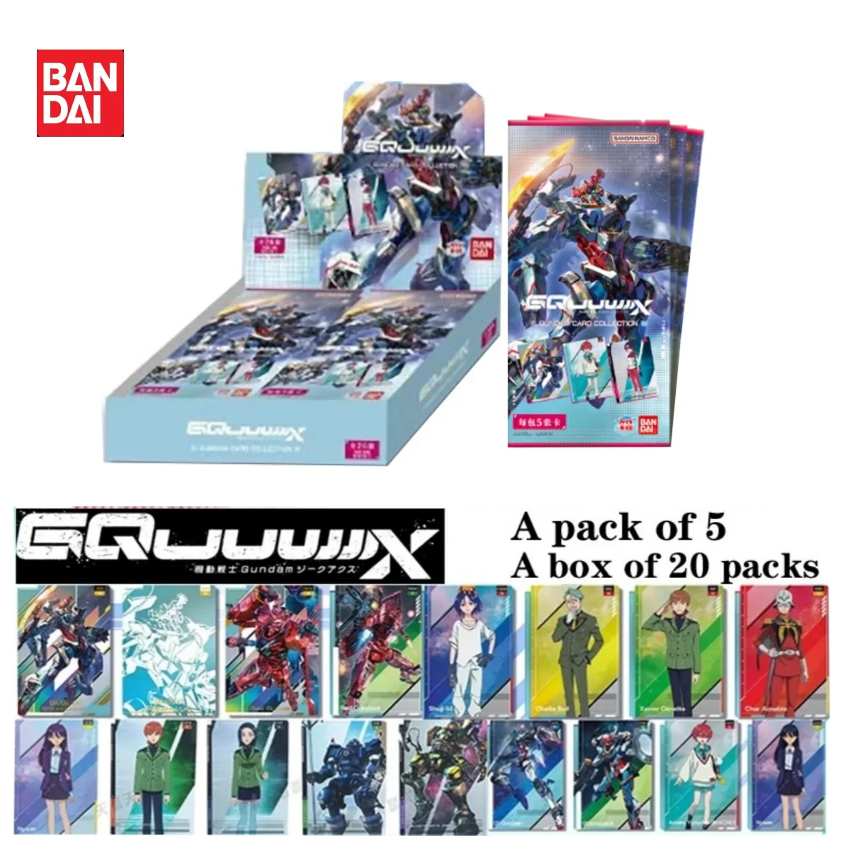 

Original Bandai Mobile Suit Gundam Card Collectible GQUUUUUUX Edition The Battle Across Time Anime Peripheral Kids Toys and Gift
