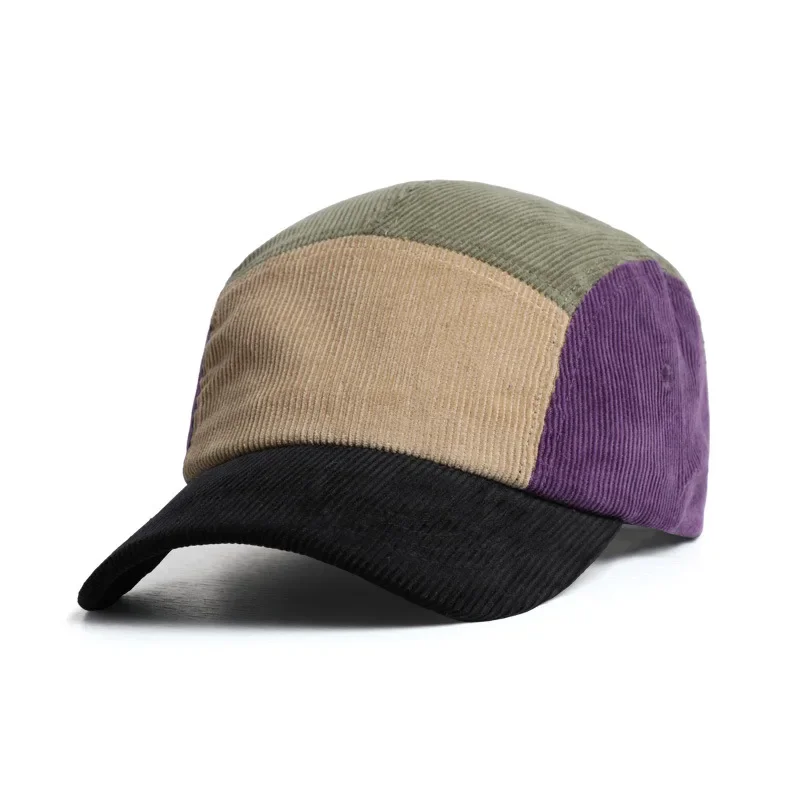 Retro Color Matching Corduroy Women\'s Hats Spring and Autumn Outdoor Versatile American Casual Five-panel Baseball Caps for Men