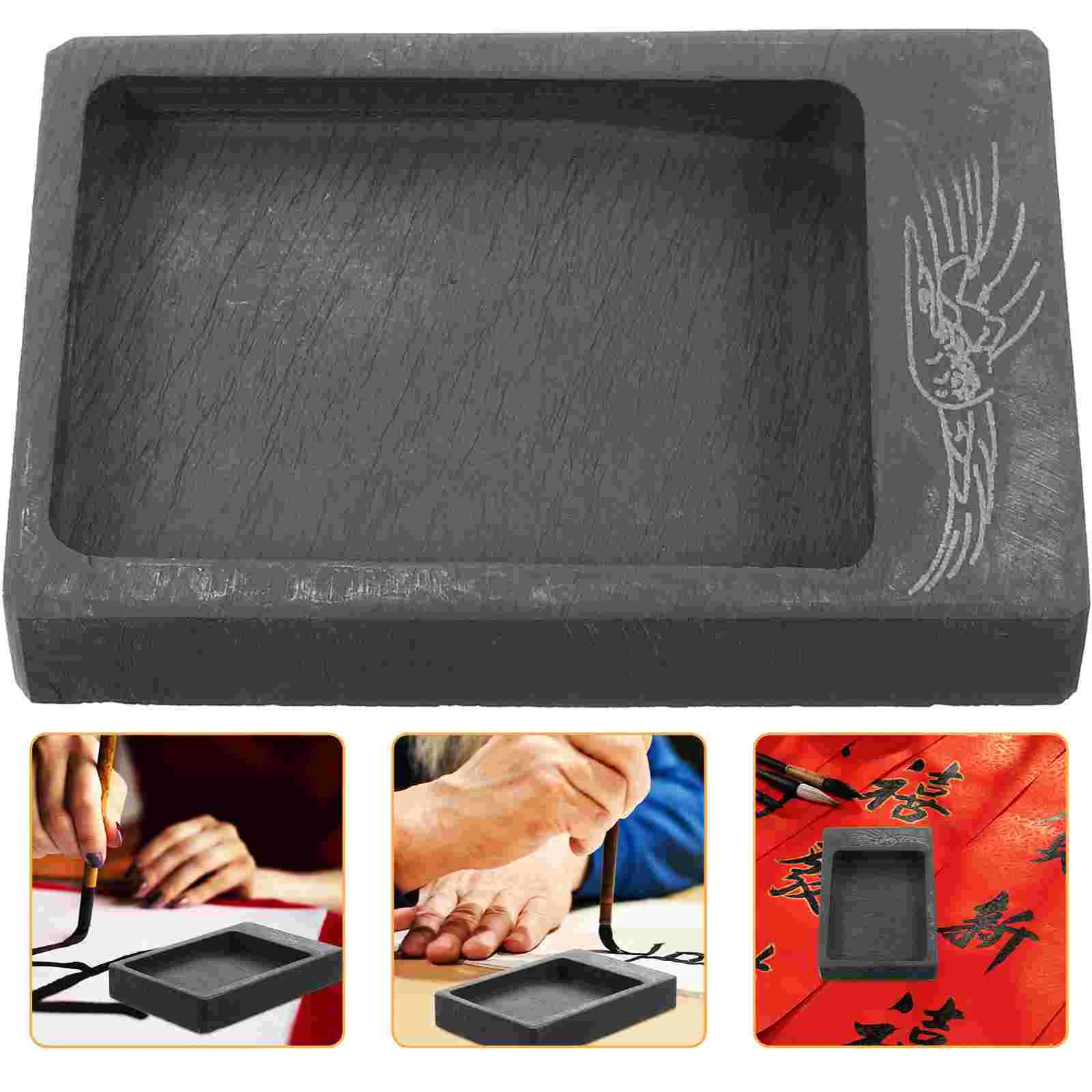 Mini caligrafia dedicada para estudantes, prática Inkstone, japonês Inkwell Inkslab para desenho