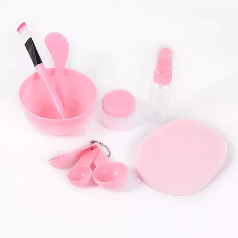 Kit de bol de masque facial rose bricolage, pinceau de maquillage, spatule, cuillère, vaporisateur, éponge de nettoyage, outils de soins de beauté pour la peau, 9 pièces
