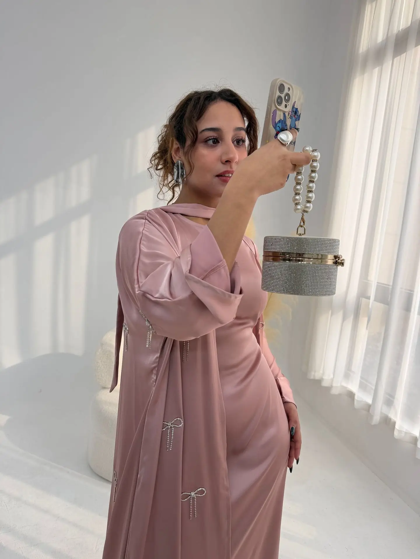 

Ramadan Eid Muslim Matching Sets Women Rhinestone Kimono Cardigan With Inner Dress Dubai Abaya Turkey Kaftan Islam Jalabiya Gown