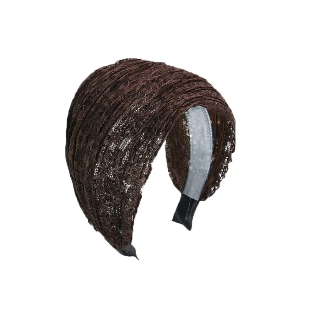 Elegant Flower Lace Mesh Hair Band Lace Hair Hoop Wide Headband Headwear Hair Accessories Tiara for Women Party