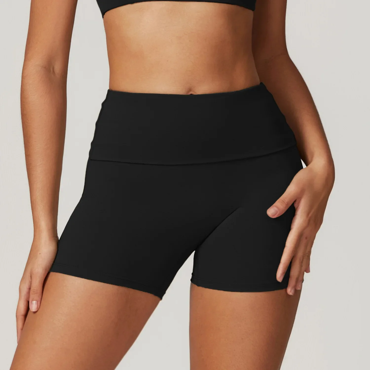 Calções de Yoga de Cintura Alta para Mulheres, Apertando a Barriga, Desgaste Exterior, Dobre Flip, Hip Lifting, Respirável Fitness Pants, Esportes, Apertado, Verão