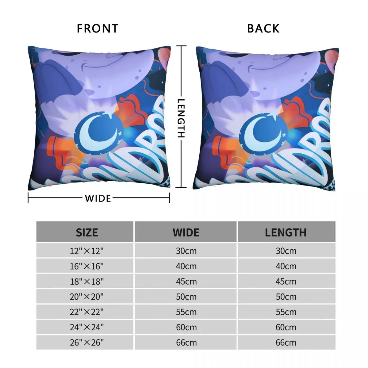 Moondrop Square Pillowcase Polyester Linen Velvet Creative Zip Decor Home Cushion Cover 18