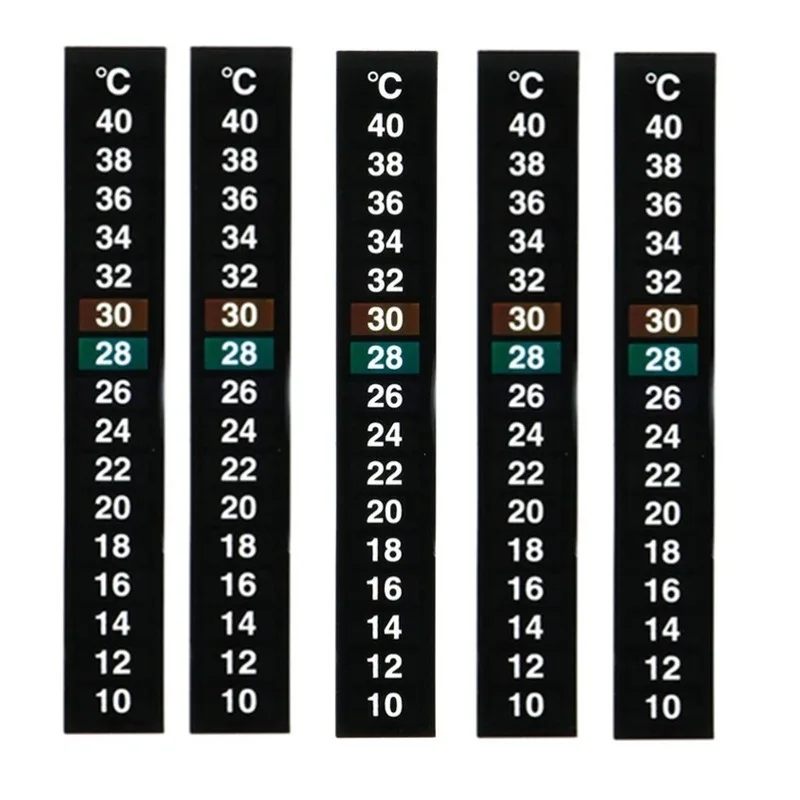5pcs Betta Fish Tank Thermometer Stick On Aquarium Temperature Sticker Strip Amphibian Reptile Thermometer Sticker