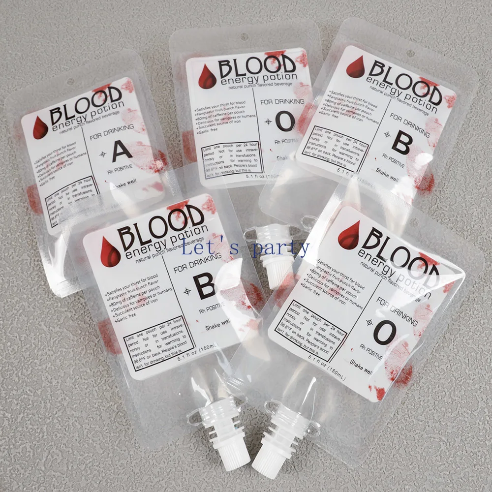 10Pcs 150ML Vampire Blood Drink Container Bag Zombie Beverage Drinks Bags Water Bottle Pouch Halloween Party Cosplay Decoration