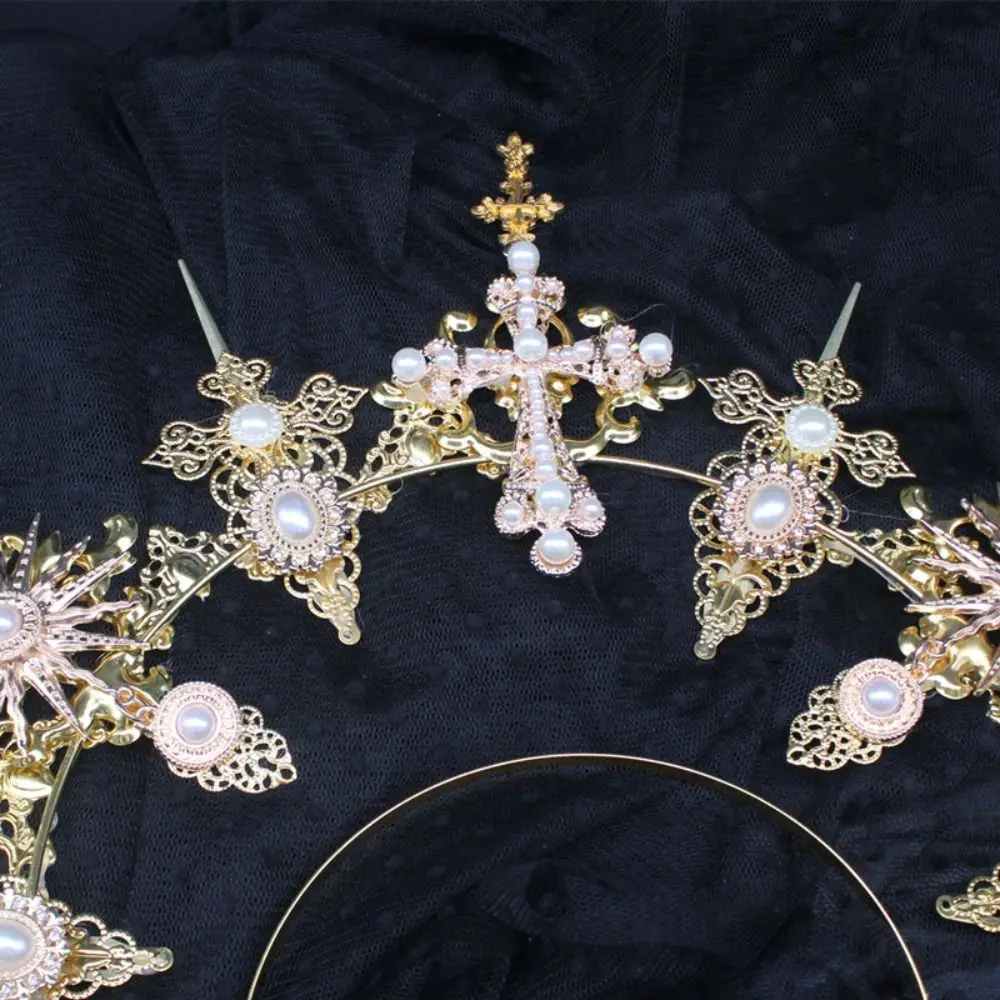 DIY Gothic Lolita Tiara Crown Headband DIY Material Package Halloween Vintage Sun Goddess Baroque Halo Wedding Headpiece Parts