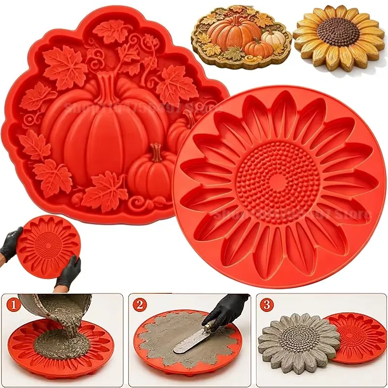 DIY Garden Walkway Paver Paving Molds Reusable Sunflower Stepping Stone Mold Concrete Stepping Stones Outdoor Patio Lawn Decor