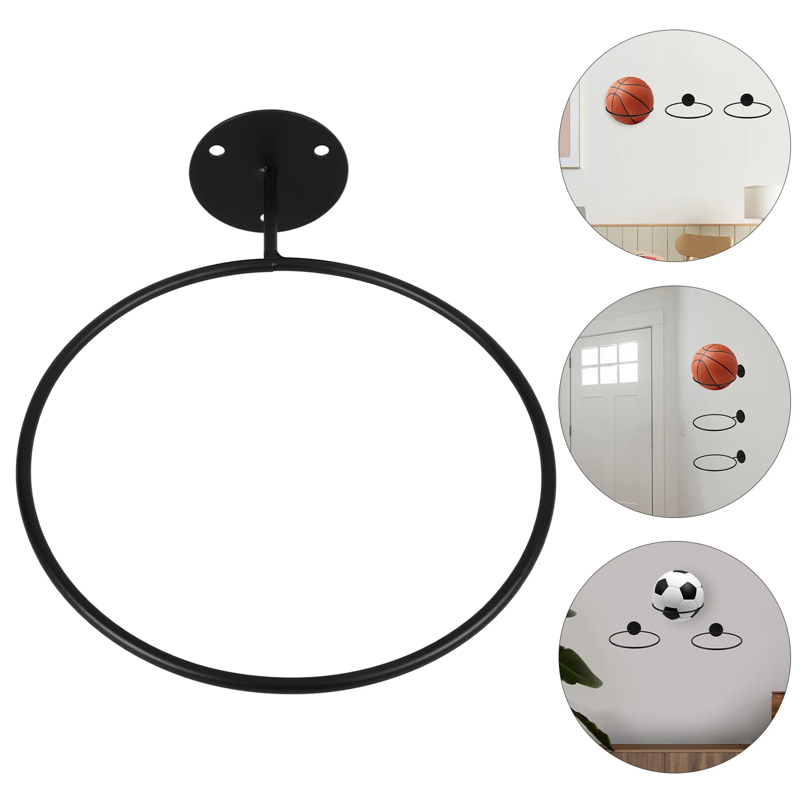 3 Pcs Ball Rack Sports Balls Iron Racks Wall Holder Soccer Basketball Hoop Football Storage Indoor Display Holders Stand