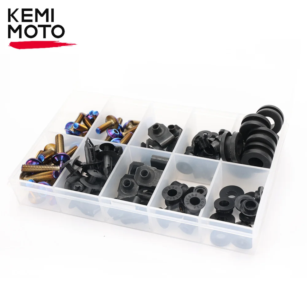 114Pcs Set Motorcycle Fairing Bolts Kit Screws Universal for Yamaha for Honda for Kawasaki for Suzuki Bolt Screw Fasteners Clips