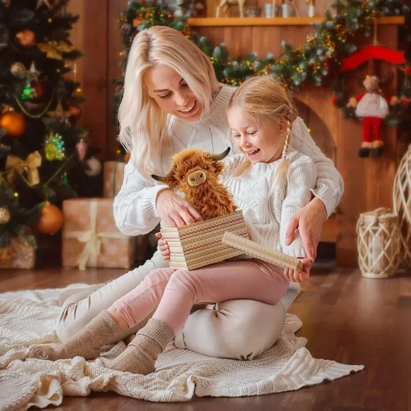 28 cm flauschige Highland Kuh Plüschtier realistische Simulation Stofftier Puppe Kawaii weiche Baby Geschenk Kinderzimmer Dekor Kindergarten Geschenk