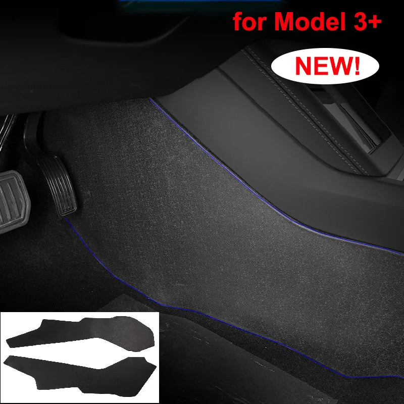 For Tesla Model 3+ Highland 2024 Center Console Side Anti-kick Mats TPE Scuff Wall Plate Protect Cover Guard Dust Resistant Pad