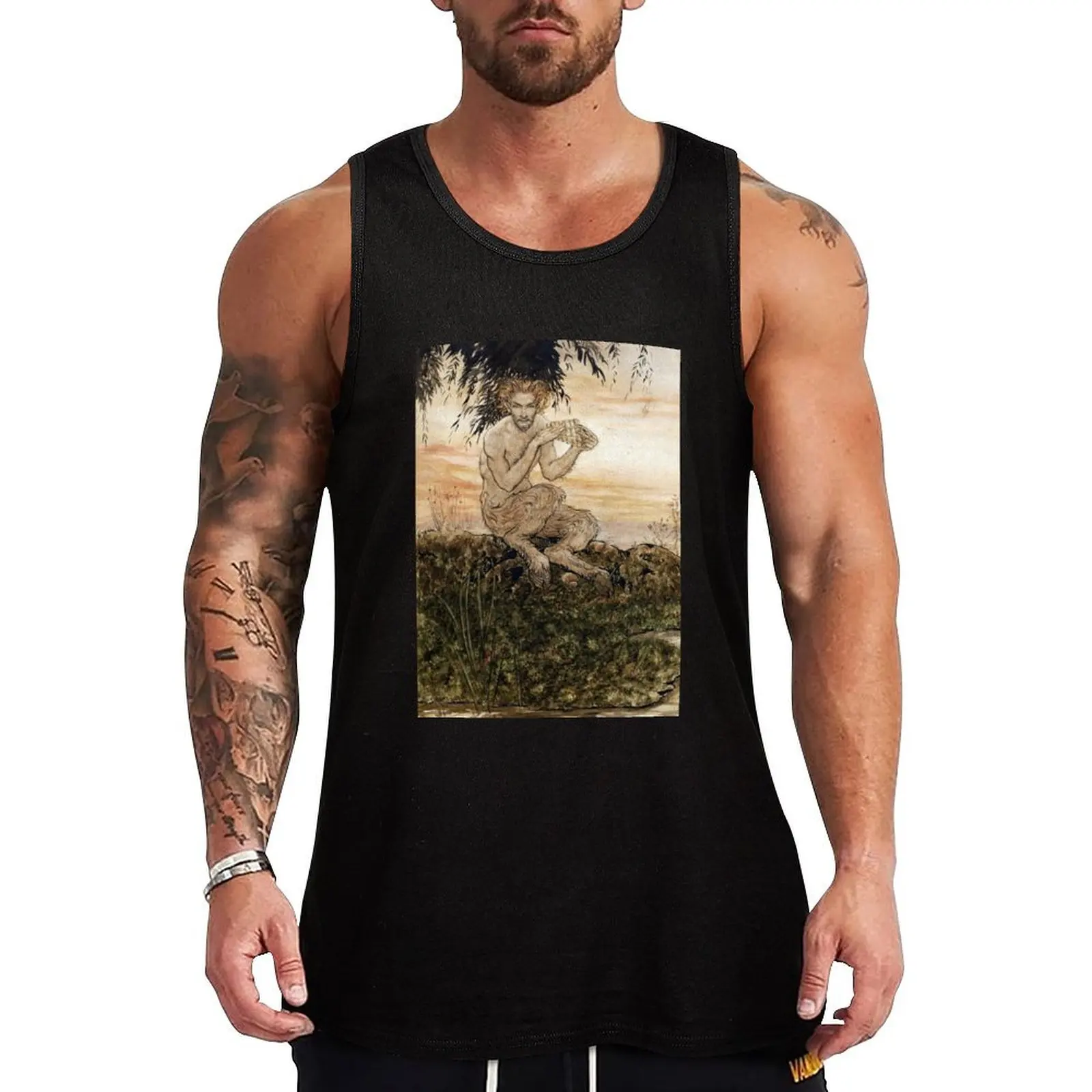 

The Piper at the Gates of Dawn - The Wind in Willows - Arthur Rackham Tank Top Classic Fit Undershirt Everyday Wear