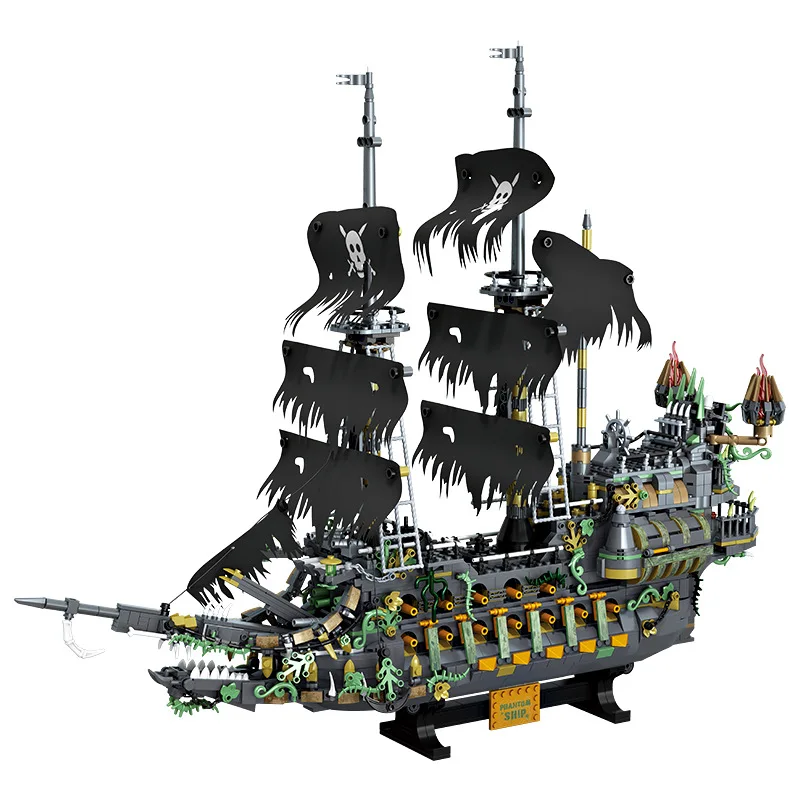 

2434pcs Boys' Pirate Ship Building Blocks Toy Model Assembly Piece Decorative Item Educational Fun Plaything NO.6105