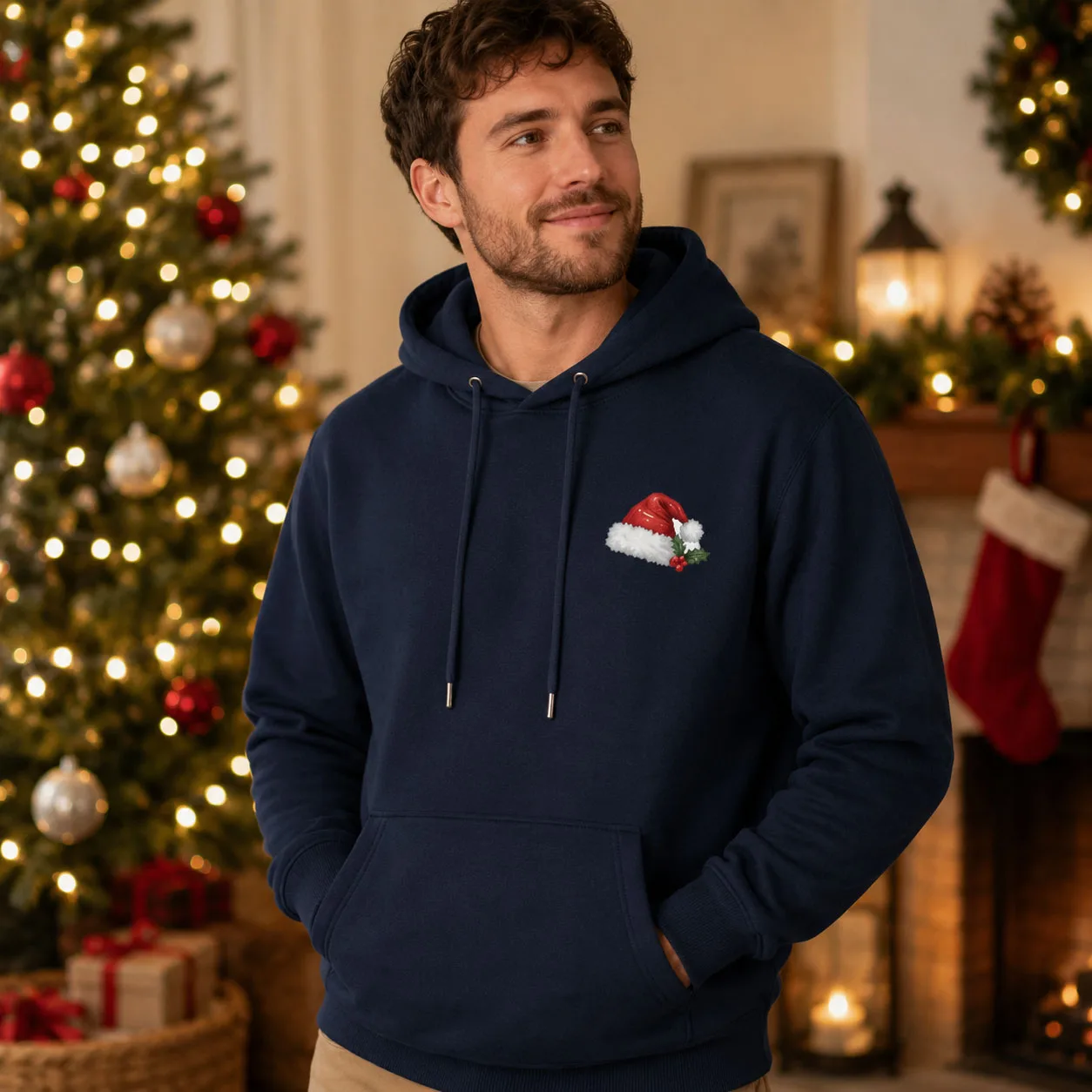 Vintage Christmas Hoodie Santa Graphic Men Women Oversized Pullover Sweatshirt Retro Winter Holiday Party Casual Gift
