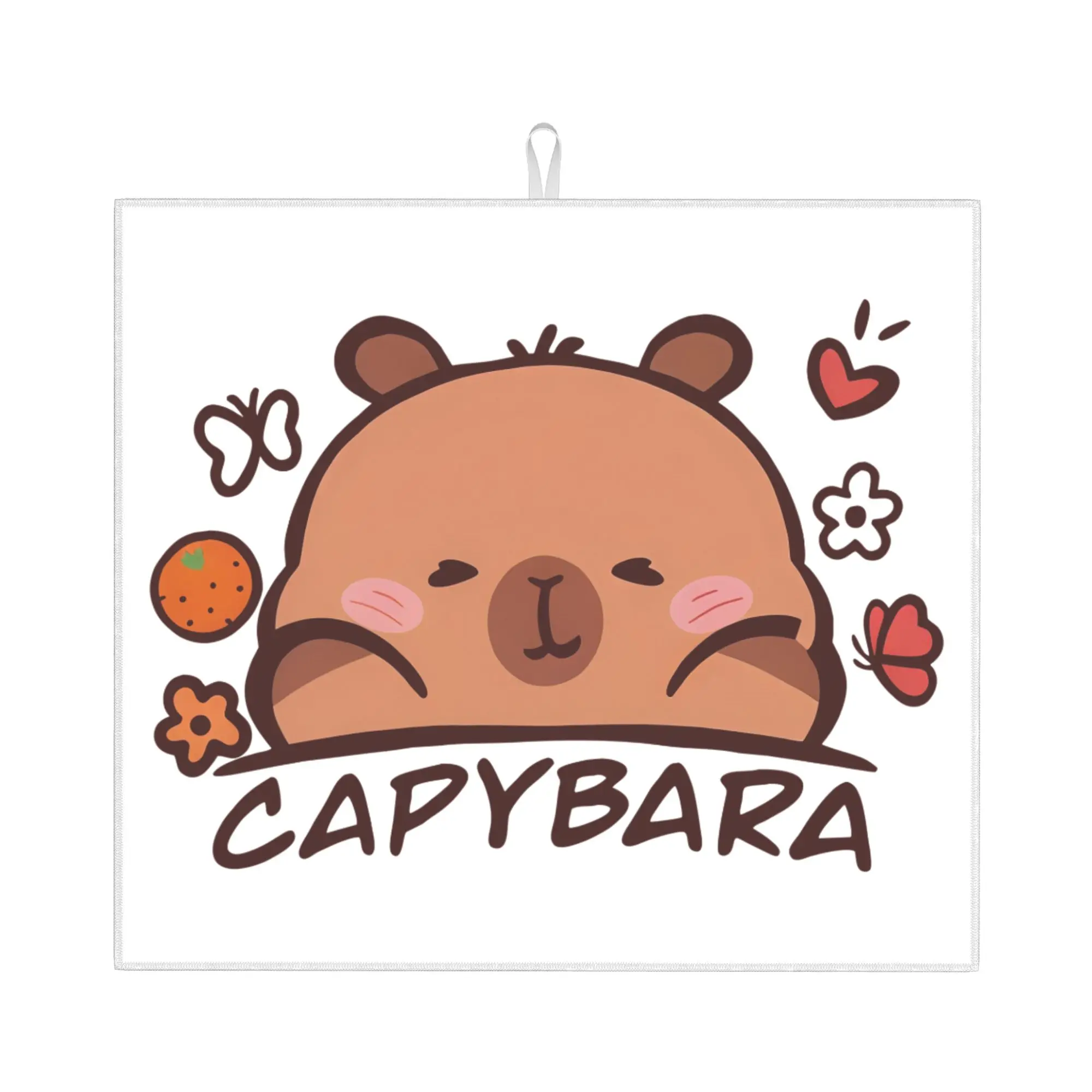 Drying Mat For Kitchen Cartoon Animal Pets Capybara Barware Tableware Oil Proof Reusable  Washable Kitchen Sink Drying Pad