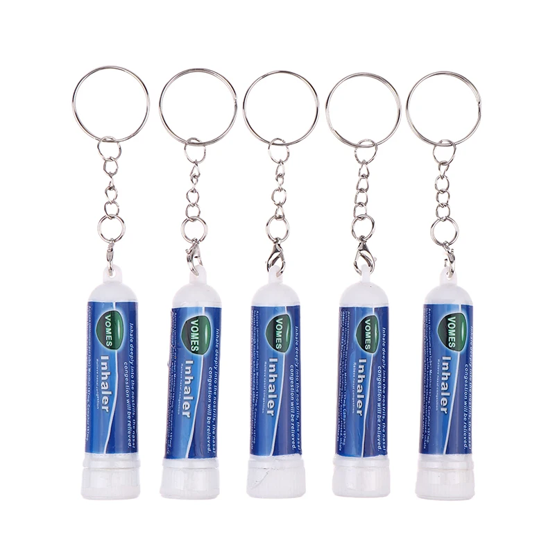 5Pcs Nasal Stick Keychain Boosts Focus Inhaler Tubes Cooling Essential Oil Nasal Inhaler Aromatherapy Energy Bar