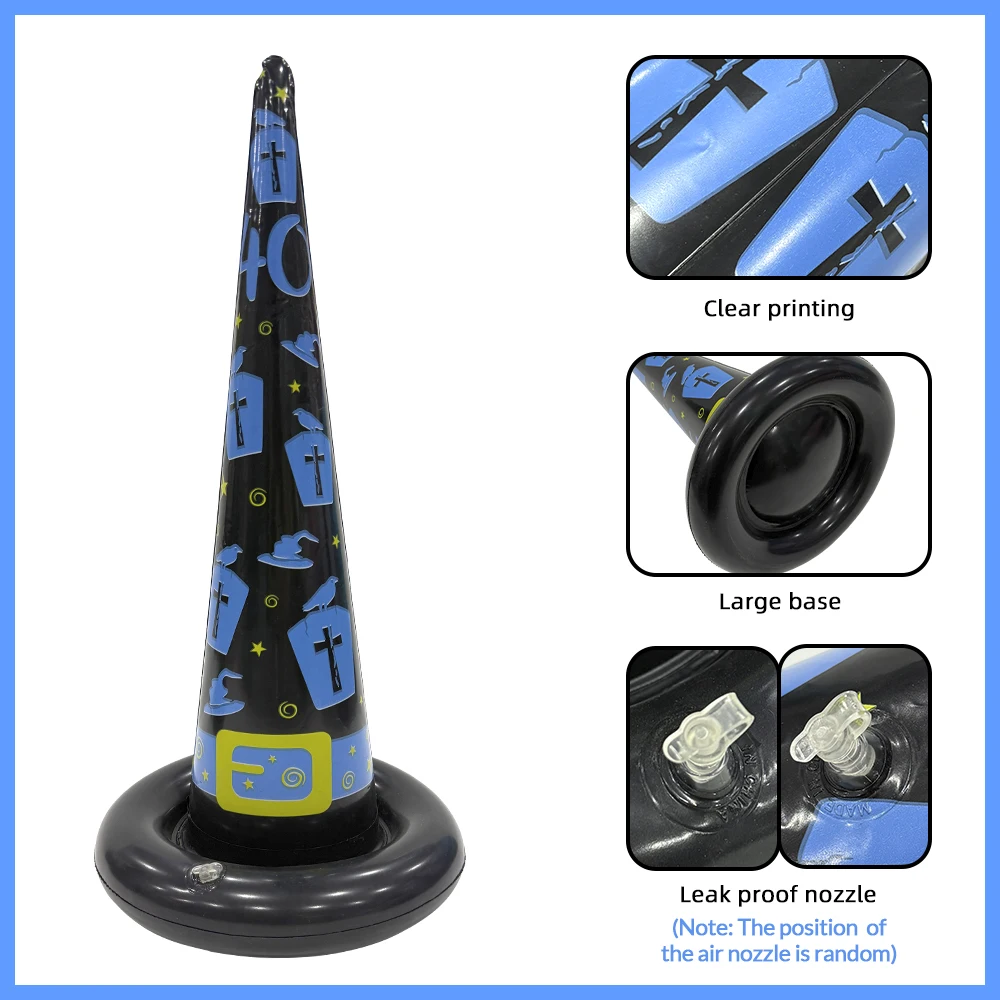 1 ensemble de chapeaux de sorcière gonflables, jeu de lancer d'anneaux, ensemble de jouets, accessoire de jeu de lancer de fête d'halloween, décoration de fête