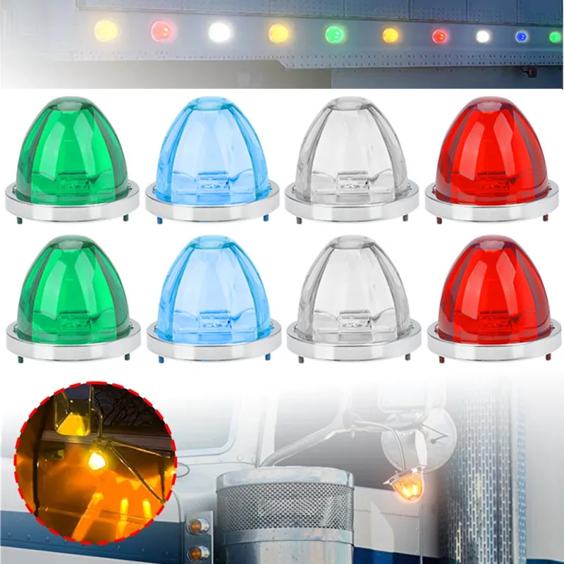 

2PCS BIG LED Watermelon Side Marker Clearance Lights Amber Red White Blue Purple Truck Trailer Strobe Lamp For Lorry