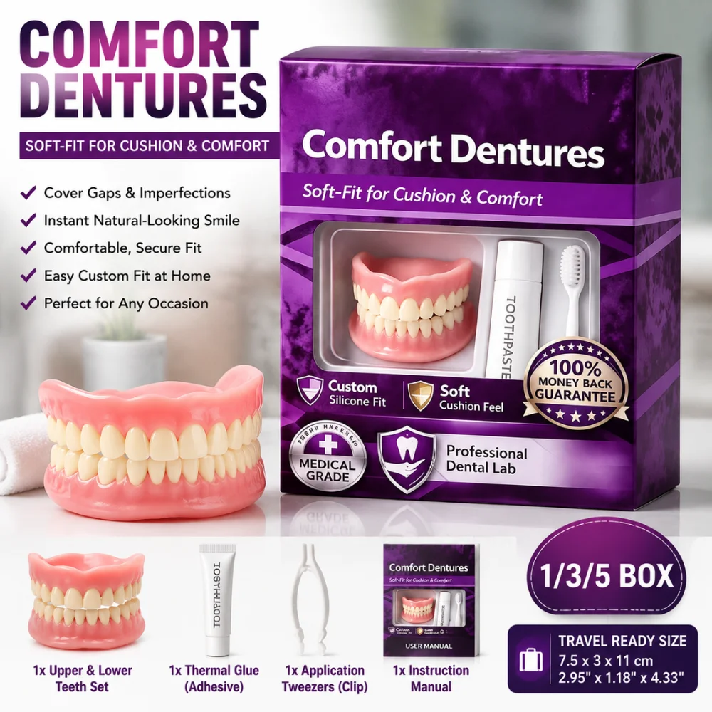 Adult Full Set Silicone Fake Teeth with Toothpaste & Toothbrush for Men Women Upper Lower Teeth For Men Women 2026 NEW